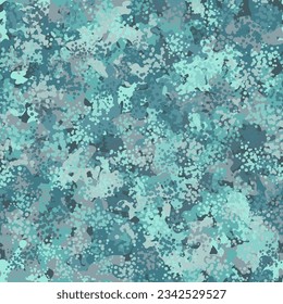 Decorative flecktarn camouflage pattern background. Classic clothing style masking camo repeat print. White and sky blue colors texture. Vector illustration.