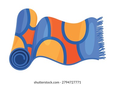 Decorative floor carpet design on white background with colorful patterns and textures