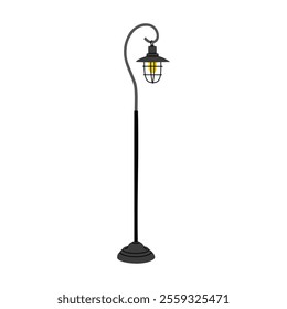 Decorative floor lamp. Stylish design element for cozy home interior. Hand drawn vector illustration isolated on white background, flat cartoon style.