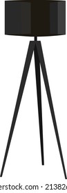 Decorative Floor Lamp Tripod Original Sample Model with Black Silk Shade and solid wood legs. For Loft, Living Room, Bedroom, Study Room and Office.
