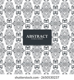 Decorative Floral Abstract Seamless Pattern Background in Black and White for Fabric