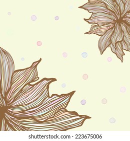 Decorative floral backdrop with graphic flowers polka dot backgrounf