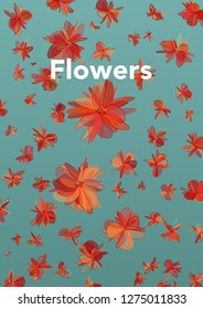 Decorative floral background with abstract dark orange flowers. Vector element for design. EPS10
