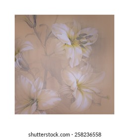 Decorative floral background with blur effect. Hand drawn flowers.