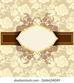 A decorative floral background with a central blank label, suitable for invitations or announcements.