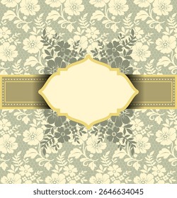 A decorative floral background featuring a blank label for customization.