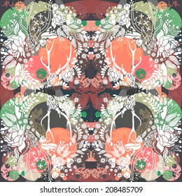 Decorative floral background with flowers of peony