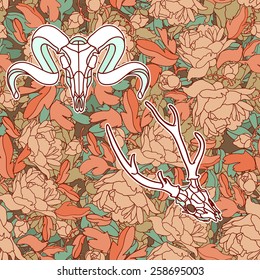 Decorative floral background with flowers of peony