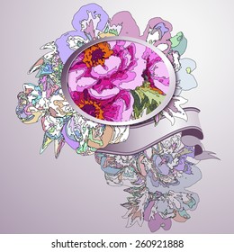 Decorative floral background with flowers of peony
