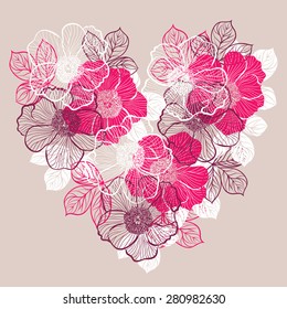 Decorative floral background with flowers of peony