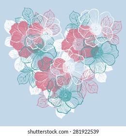 Decorative floral background with flowers of peony