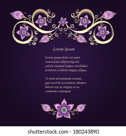 Decorative floral background with flowers. Retro flowers vector illustration.