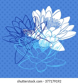 Decorative floral background with flowers of water lily