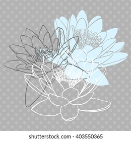 Decorative floral background with flowers of water lily