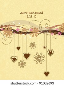 Decorative floral background with hearts