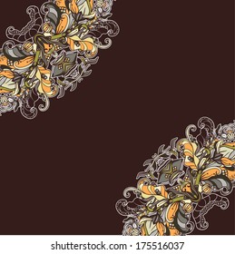 Decorative floral background, illustration with gorgeous ornamental frame. You can use it like invitation or greeting card