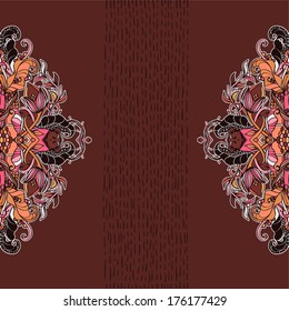 Decorative floral background, illustration with gorgeous ornamental frame. You can use it like invitation or greeting card