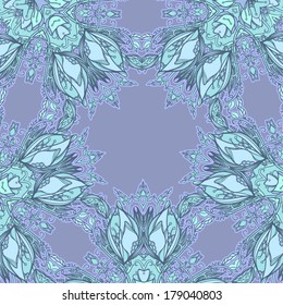 Decorative floral background, illustration with gorgeous ornamental frame. You can use it like invitation or greeting card