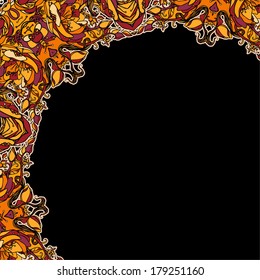 Decorative floral background, illustration with gorgeous ornamental frame. You can use it like invitation or greeting card