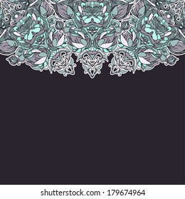Decorative floral background, illustration with gorgeous ornamental frame. You can use it like invitation or greeting card