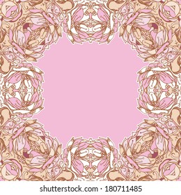 Decorative floral background, illustration with gorgeous ornamental frame.