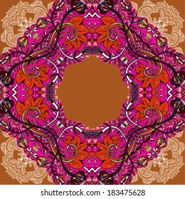 Decorative floral background, illustration with gorgeous ornamental frame. You can use it like invitation or greeting card