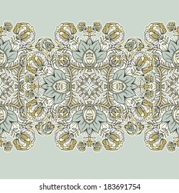 Decorative floral background, illustration with gorgeous ornamental frame. You can use it like invitation or greeting card