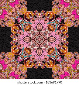 Decorative floral background, illustration with gorgeous ornamental frame. You can use it like invitation or greeting card