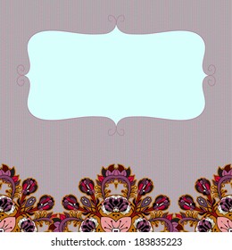 Decorative floral background, illustration with gorgeous ornamental frame.