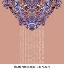 Decorative floral background, illustration with gorgeous ornamental frame. You can use it like invitation or greeting card