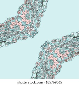 Decorative floral background, illustration with gorgeous ornamental frame. You can use it like invitation or greeting card
