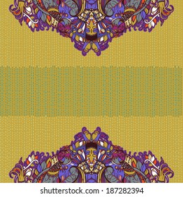 Decorative floral background, illustration with gorgeous ornamental frame. You can use it like invitation or greeting card