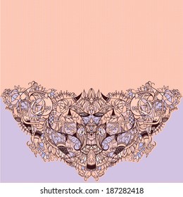 Decorative floral background, illustration with gorgeous ornamental frame. You can use it like invitation or greeting card
