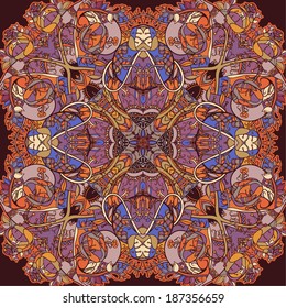 Decorative floral background, illustration with gorgeous ornamental frame.