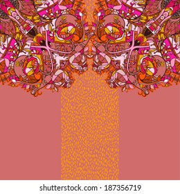 Decorative floral background, illustration with gorgeous ornamental frame.