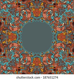 Decorative floral background, illustration with gorgeous ornamental frame. You can use it like invitation or greeting card