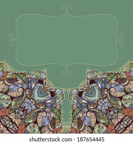 Decorative floral background, illustration with gorgeous ornamental frame. You can use it like invitation or greeting card