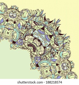 Decorative floral background, illustration with gorgeous ornamental frame. You can use it like invitation or greeting card