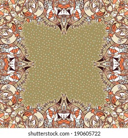 Decorative floral background, illustration with gorgeous ornamental frame.