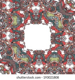 Decorative floral background, illustration with gorgeous ornamental frame.