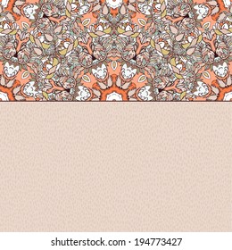 Decorative floral background, illustration with gorgeous ornamental frame. You can use it like invitation or greeting card
