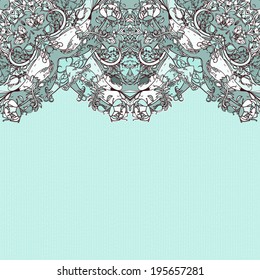 Decorative floral background, illustration with gorgeous ornamental frame. 