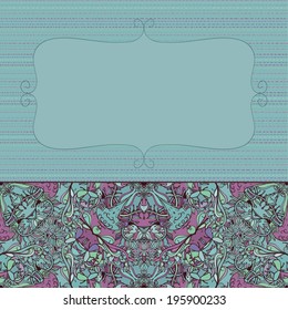 Decorative floral background, illustration with gorgeous ornamental frame. 