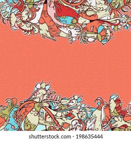 Decorative floral background, illustration with gorgeous ornamental frame.