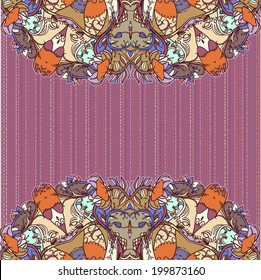 Decorative floral background, illustration with gorgeous ornamental frame.