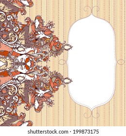 Decorative floral background, illustration with gorgeous ornamental frame.