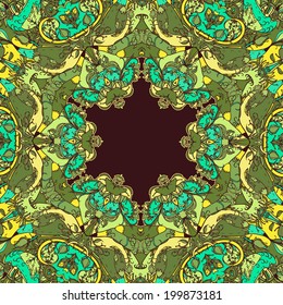 Decorative floral background, illustration with gorgeous ornamental frame.