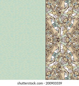 Decorative floral background, illustration with gorgeous ornamental frame.