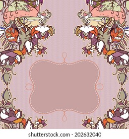 Decorative floral background, illustration with gorgeous ornamental frame.