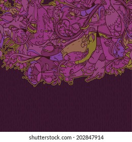 Decorative floral background, illustration with gorgeous ornamental frame.